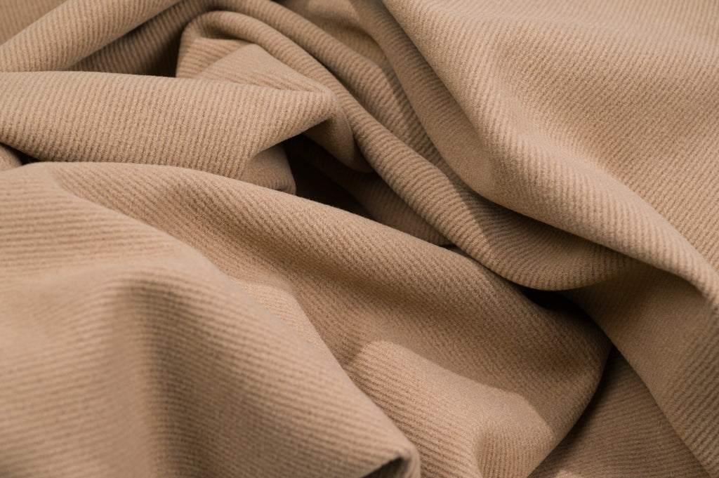 Vintage 100% Wool Jacketing - 2.8m - 380g - Heavyweight Camel Beige Twill Cloth