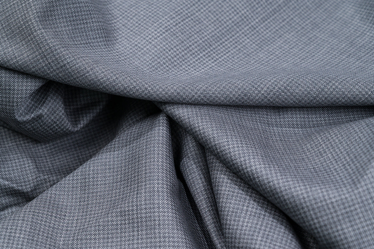 Vintage Grey Houndstooth Wool - 100% Virgin Wool - 260g - Classic Pied de poule