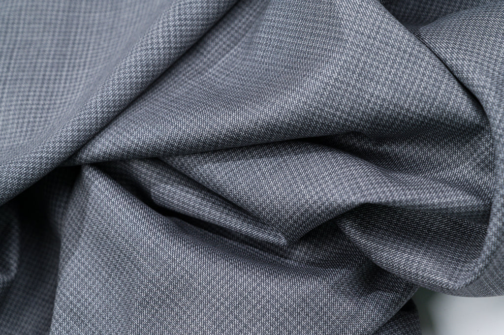 Vintage Grey Houndstooth Wool - 100% Virgin Wool - 260g - Classic Pied de poule