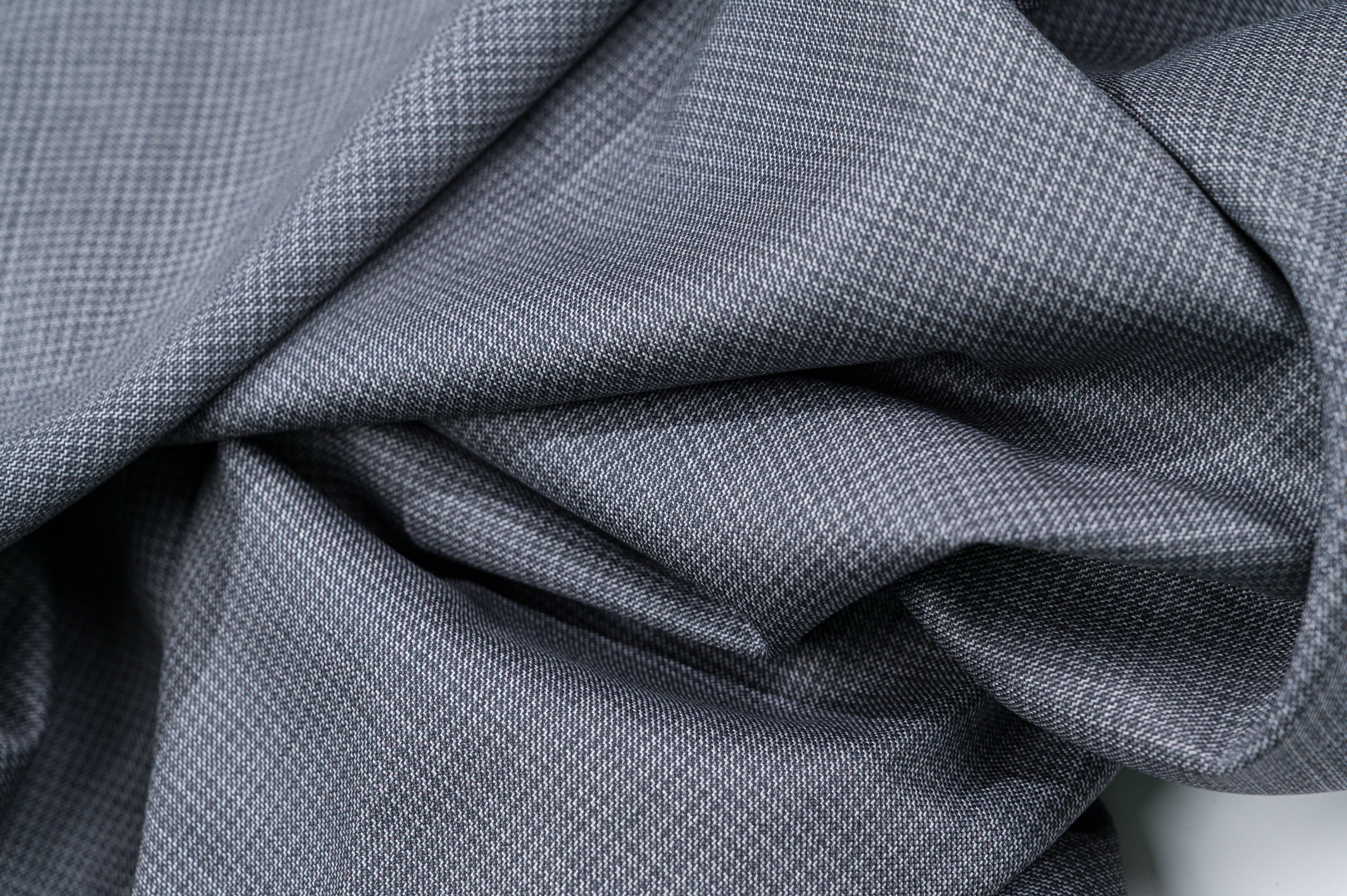 Vintage Grey Houndstooth Wool - 100% Virgin Wool - 260g - Classic Pied de poule