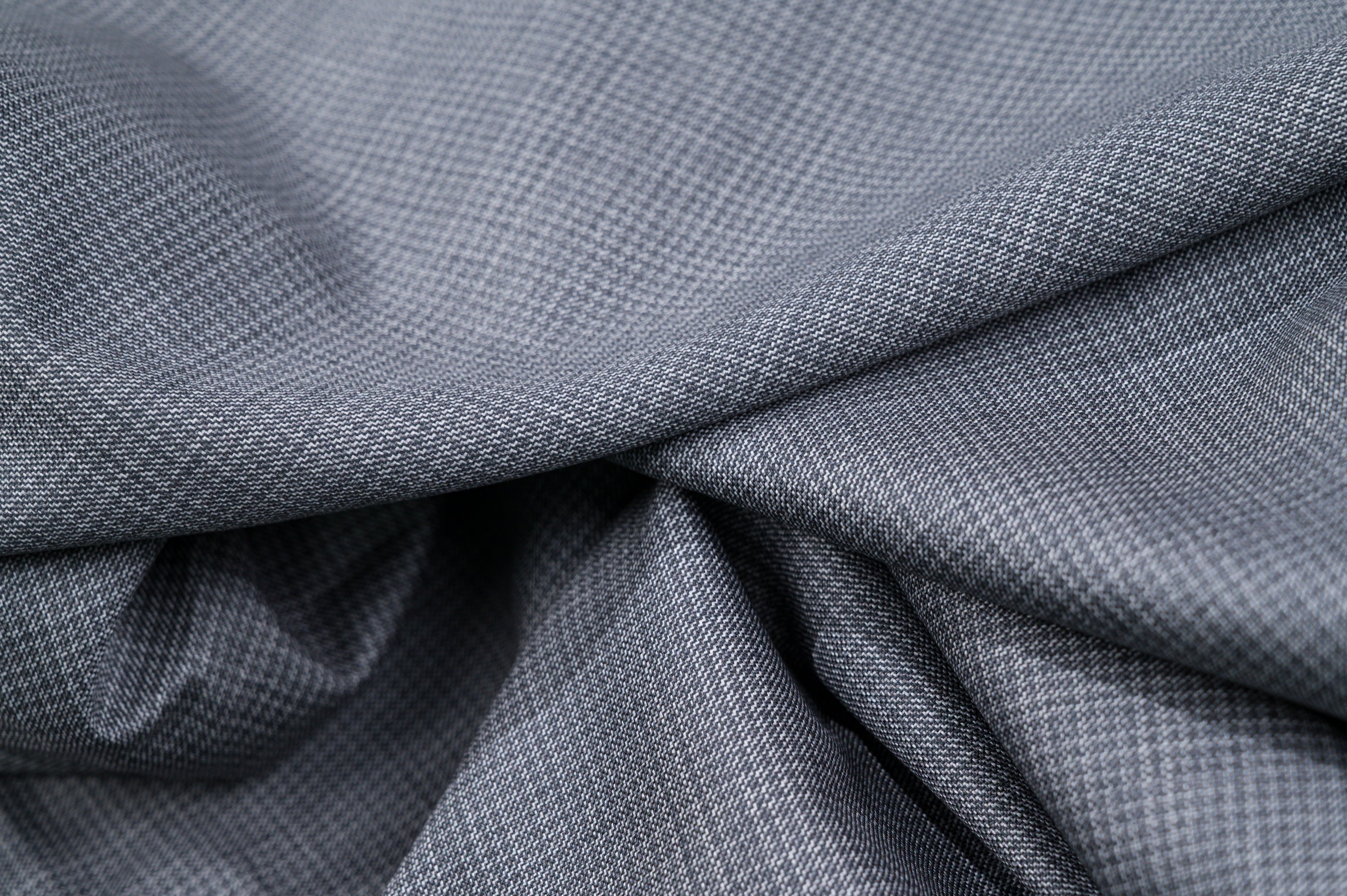 Vintage Grey Houndstooth Wool - 100% Virgin Wool - 260g - Classic Pied de poule