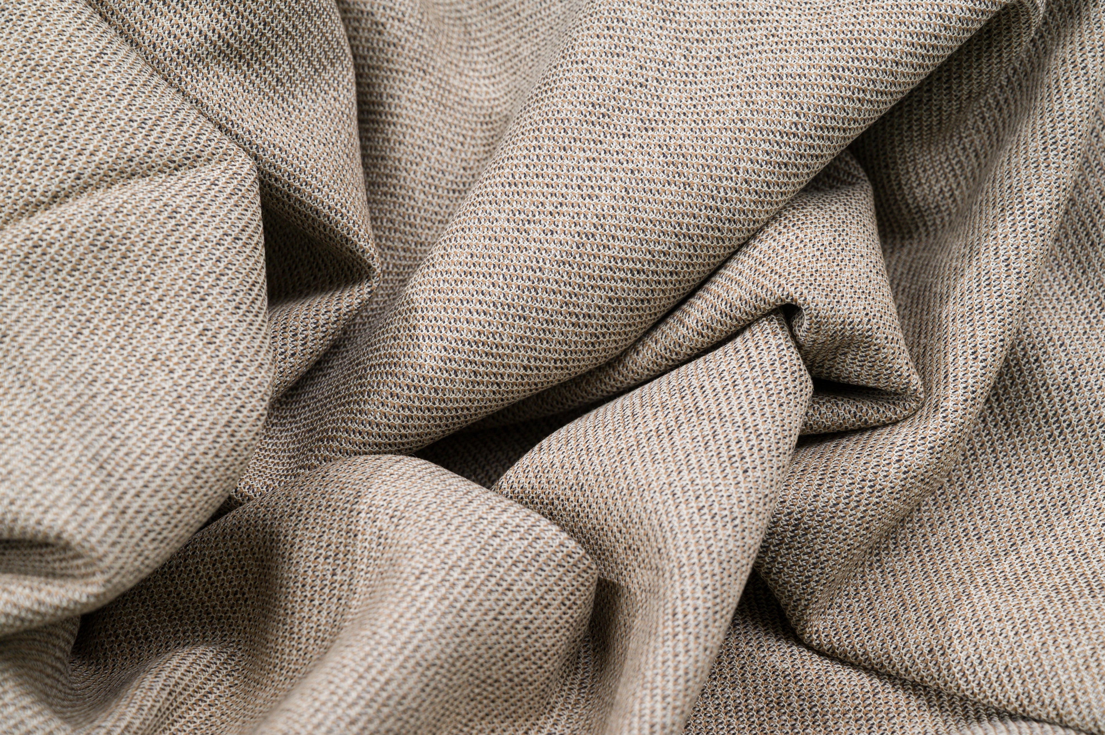 Vintage 100% Wool Jacketing - 3m - 280g - Beige Honeycomb Weave - Textured Cloth