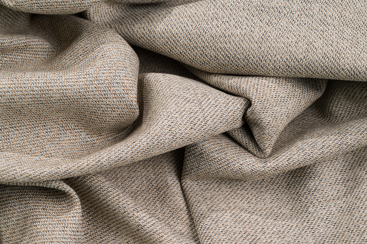 Vintage 100% Wool Jacketing - 3m - 280g - Beige Honeycomb Weave - Textured Cloth