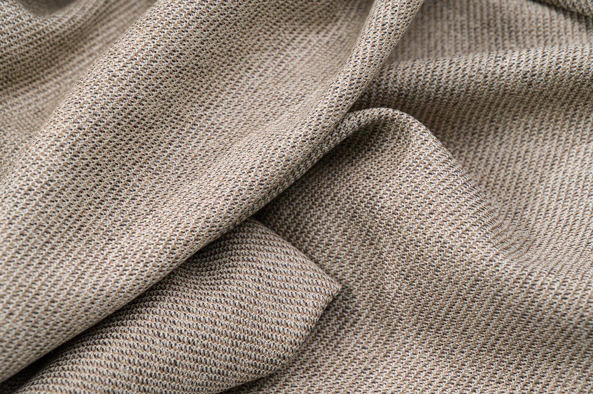 Vintage 100% Wool Jacketing - 3m - 280g - Beige Honeycomb Weave - Textured Cloth