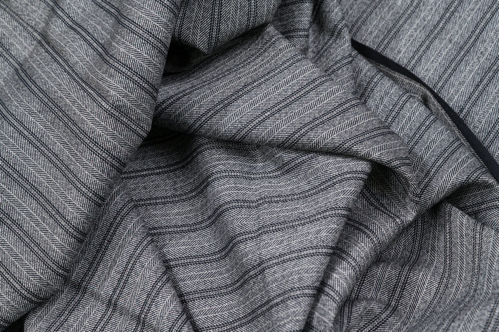 Vintage Grey Herringbone Pinstripe Wool  2.5m  300g  100% Virgin Wool Jacketing