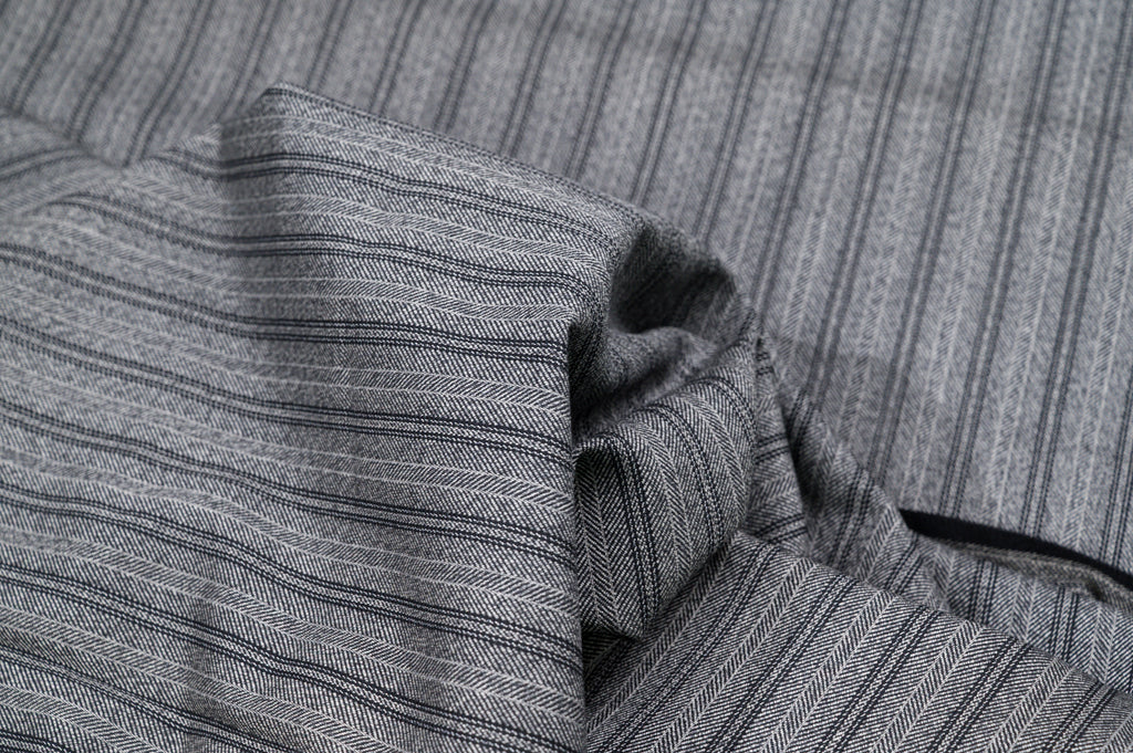 Vintage Grey Herringbone Pinstripe Wool  2.5m  300g  100% Virgin Wool Jacketing