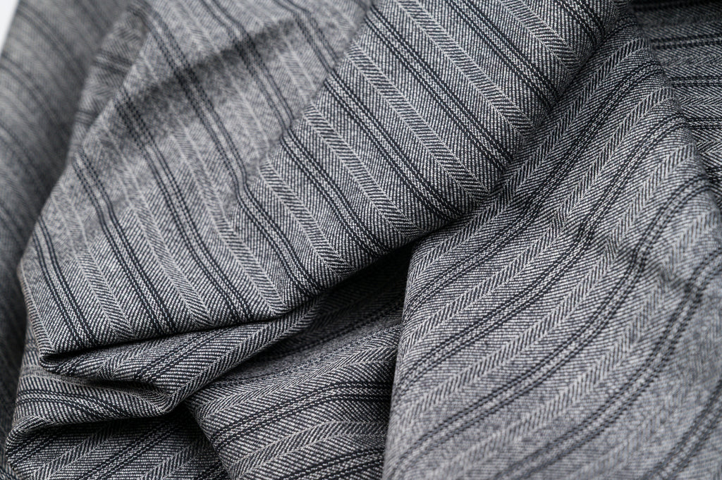 Vintage Grey Herringbone Pinstripe Wool  2.5m  300g  100% Virgin Wool Jacketing