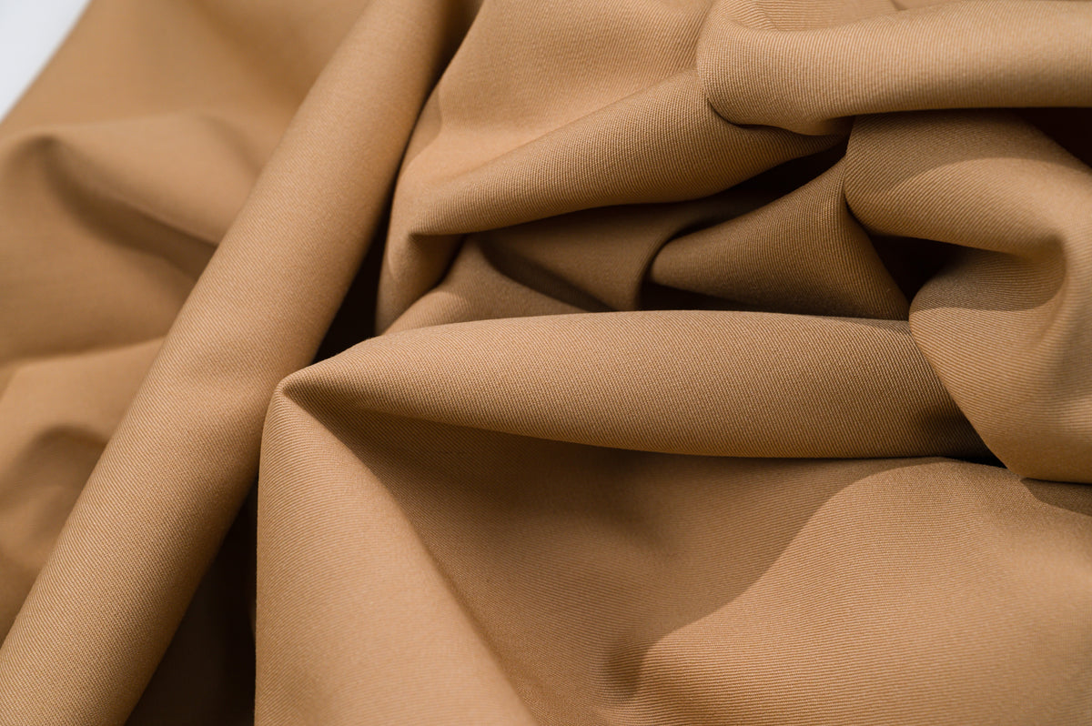 Vintage Camel Suiting Fabric - 2.8m - Wool Blend - 255g - Solid Camel Tan Twill