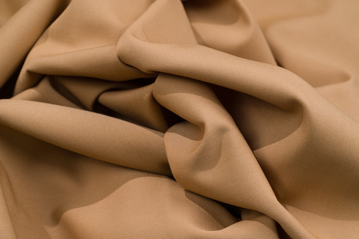 Vintage Camel Suiting Fabric - 2.8m - Wool Blend - 255g - Solid Camel Tan Twill