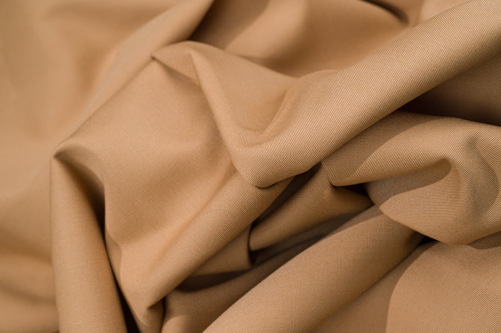 Vintage Camel Suiting Fabric - 2.8m - Wool Blend - 255g - Solid Camel Tan Twill
