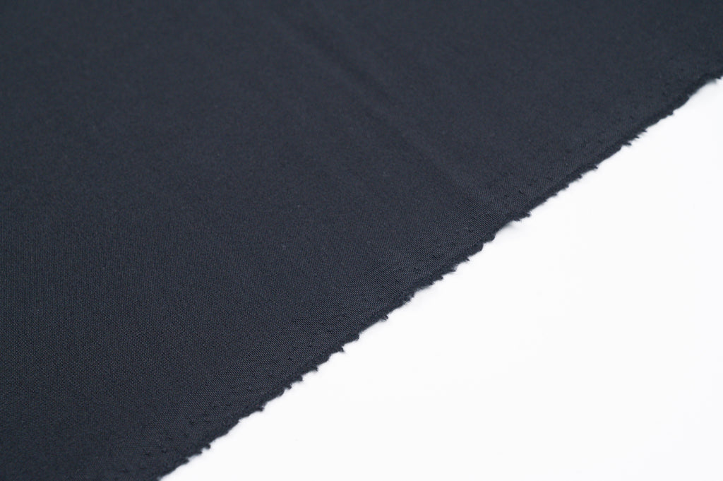Vintage 100% Wool Jacketing - 2.5m - 225g - Pure Black Lightweight Suit Fabric