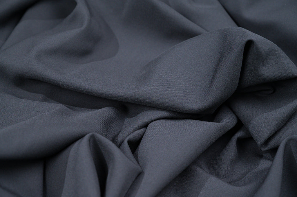Vintage 100% Wool Jacketing - 2.5m - 225g - Pure Black Lightweight Suit Fabric