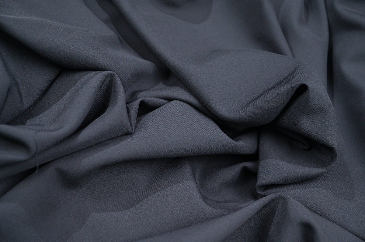 Vintage 100% Wool Jacketing - 2.5m - 225g - Pure Black Lightweight Suit Fabric