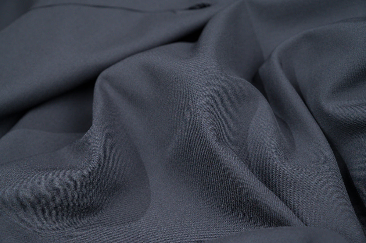 Vintage 100% Wool Jacketing - 2.5m - 225g - Pure Black Lightweight Suit Fabric