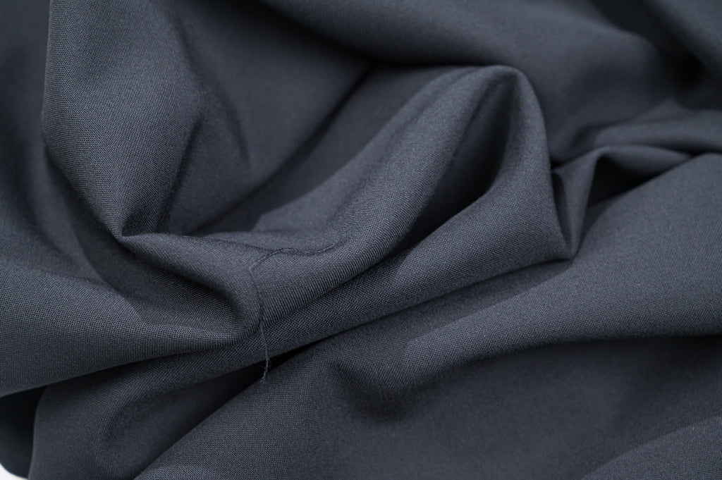 Vintage 100% Wool Jacketing - 2.5m - 225g - Pure Black Lightweight Suit Fabric