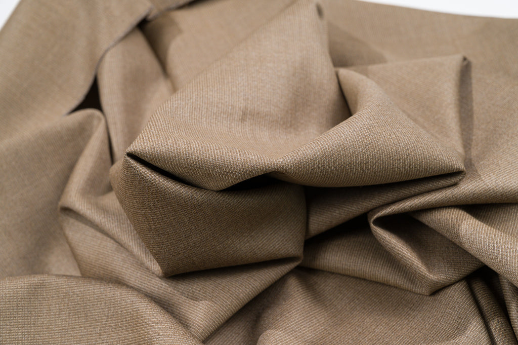 Vintage 100% Wool Suiting - 3.1m - 295g - Golden Beige Twill - Ideal for Suits