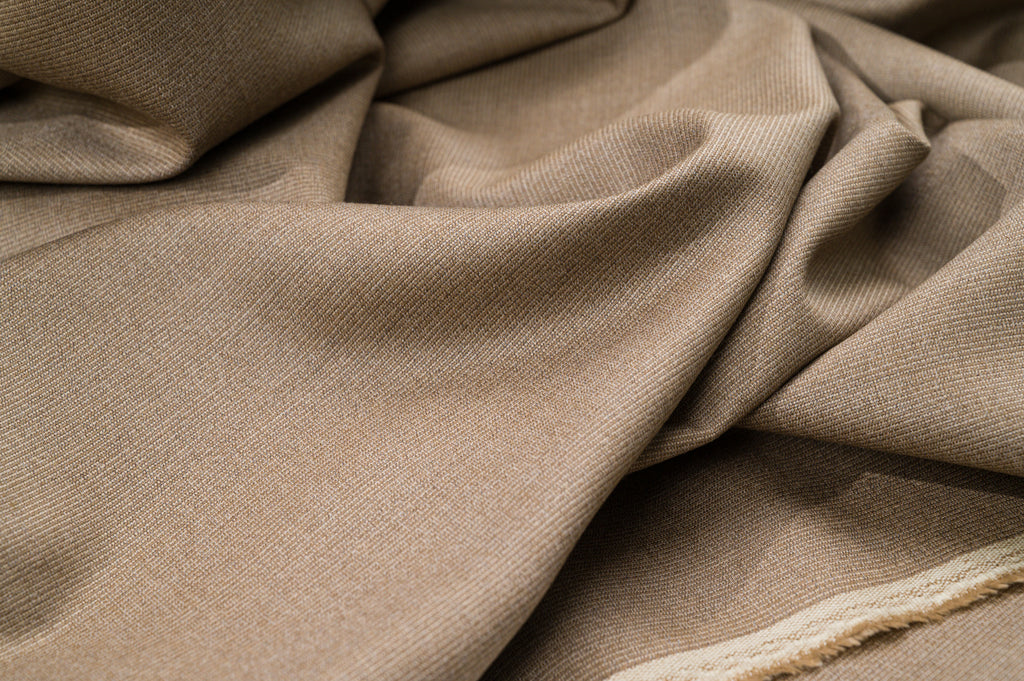 Vintage 100% Wool Suiting - 3.1m - 295g - Golden Beige Twill - Ideal for Suits