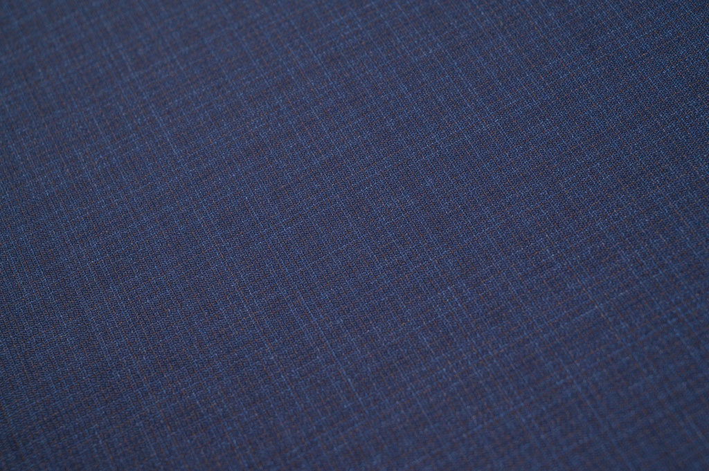 Vintage 100% Wool - 230g - Intense Blue Micro-Check Suiting - Summer Weight