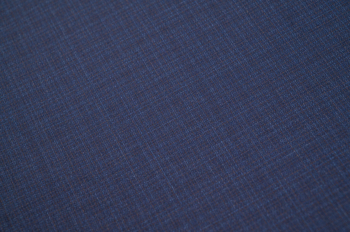 Vintage 100% Wool - 230g - Intense Blue Micro-Check Suiting - Summer Weight