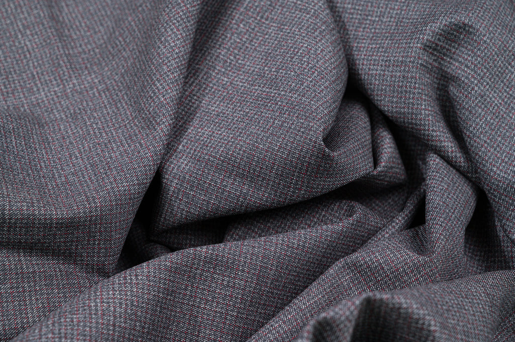 Vintage 100% Wool Fabric - 2.8m - 270g - Mid-Grey Micro-Check Suiting