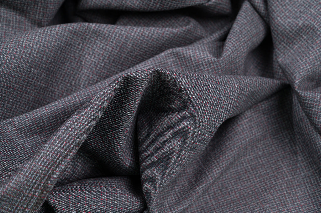 Vintage 100% Wool Fabric - 2.8m - 270g - Mid-Grey Micro-Check Suiting