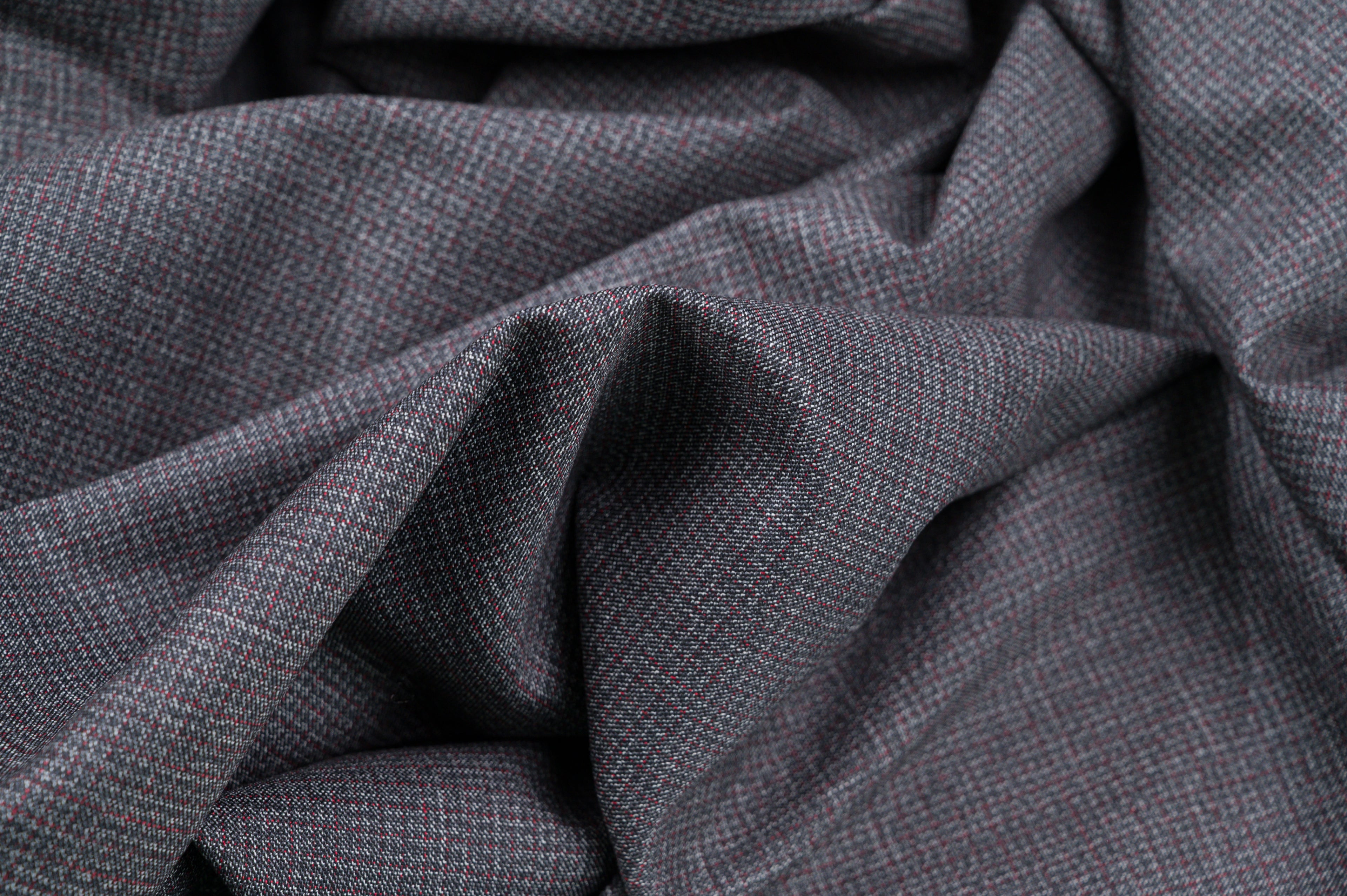 Vintage 100% Wool Fabric - 2.8m - 270g - Mid-Grey Micro-Check Suiting
