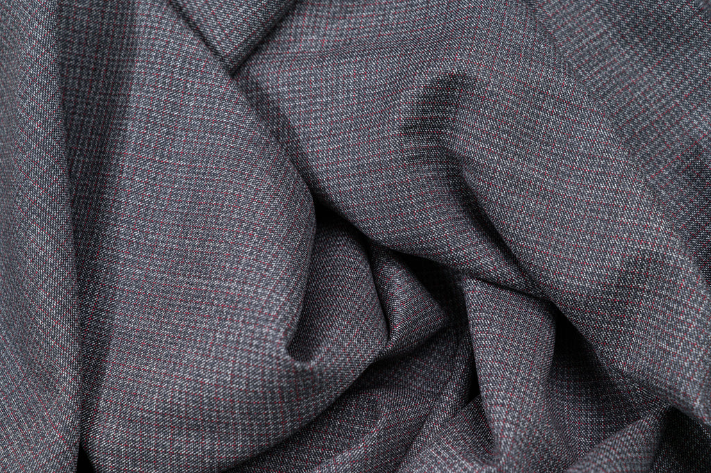 Vintage 100% Wool Fabric - 2.8m - 270g - Mid-Grey Micro-Check Suiting