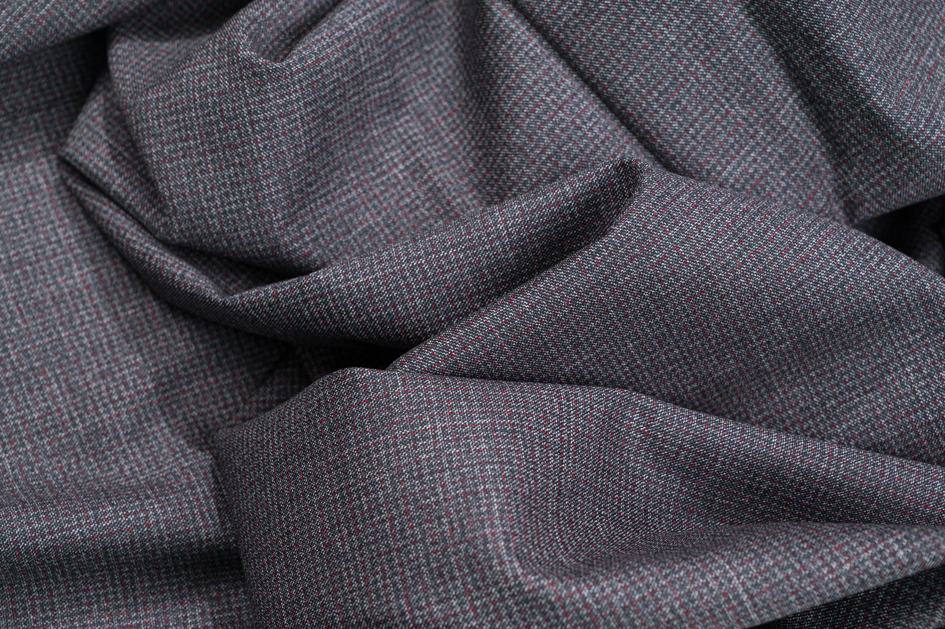 Vintage 100% Wool Fabric - 2.8m - 270g - Mid-Grey Micro-Check Suiting