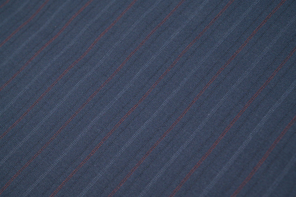 Vintage Navy Pinstripe Wool - 100% Virgin Wool - 265g - Alternate Red & Blue