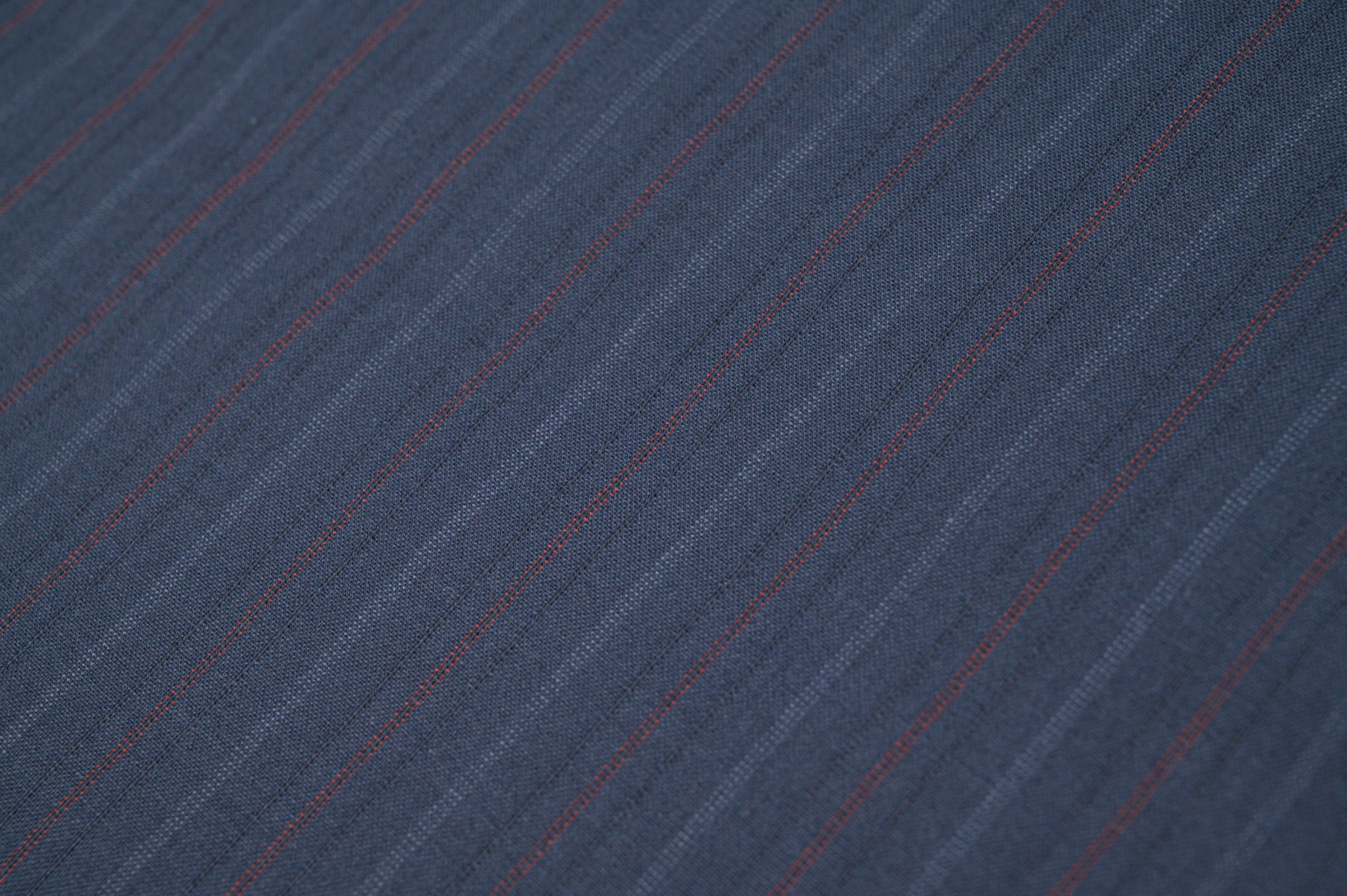 Vintage Navy Pinstripe Wool - 100% Virgin Wool - 265g - Alternate Red & Blue