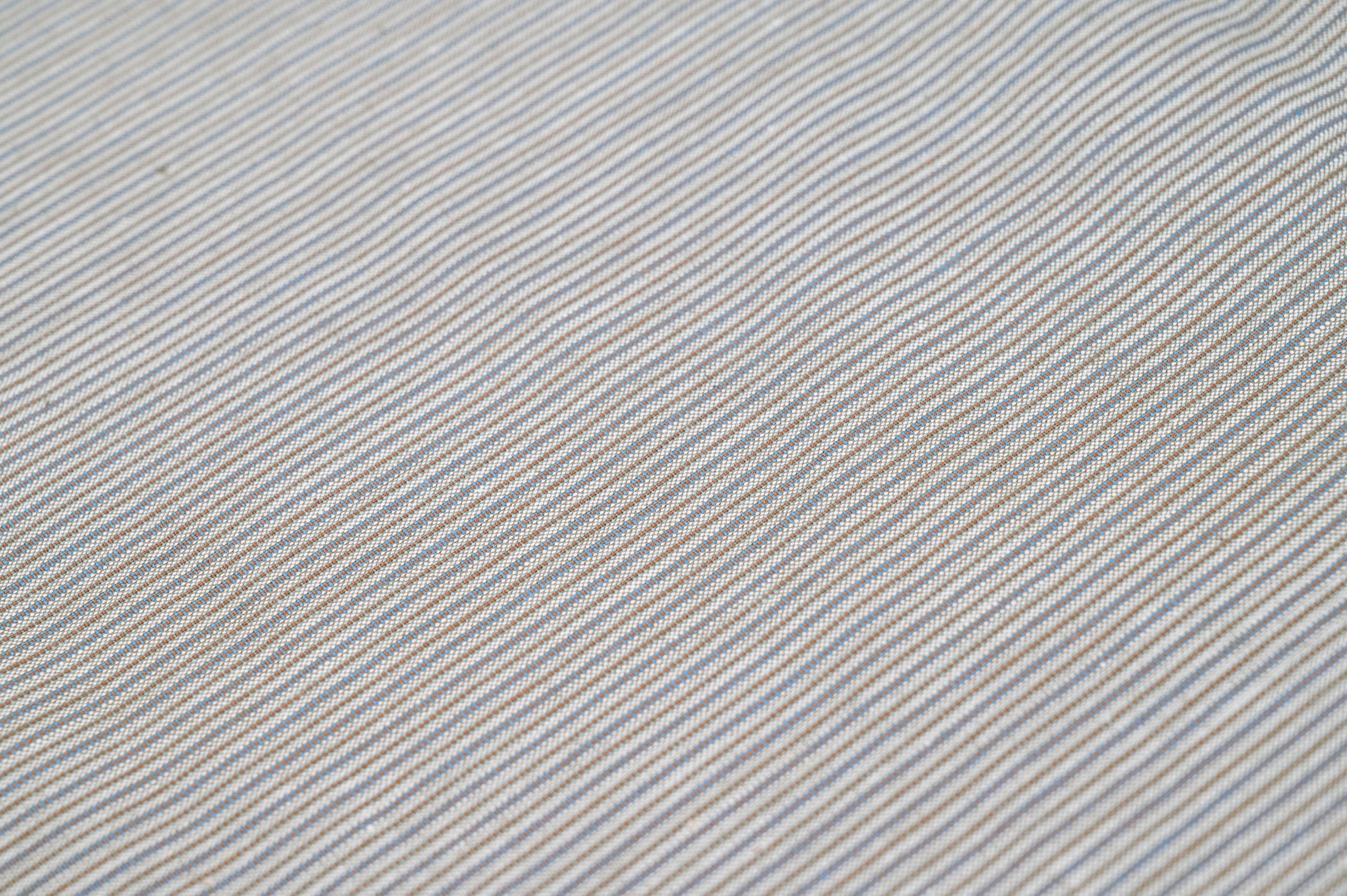 Vintage Silk & Cotton Suiting - 3m - 230g - Luxury Light Blue/Beige Stripe