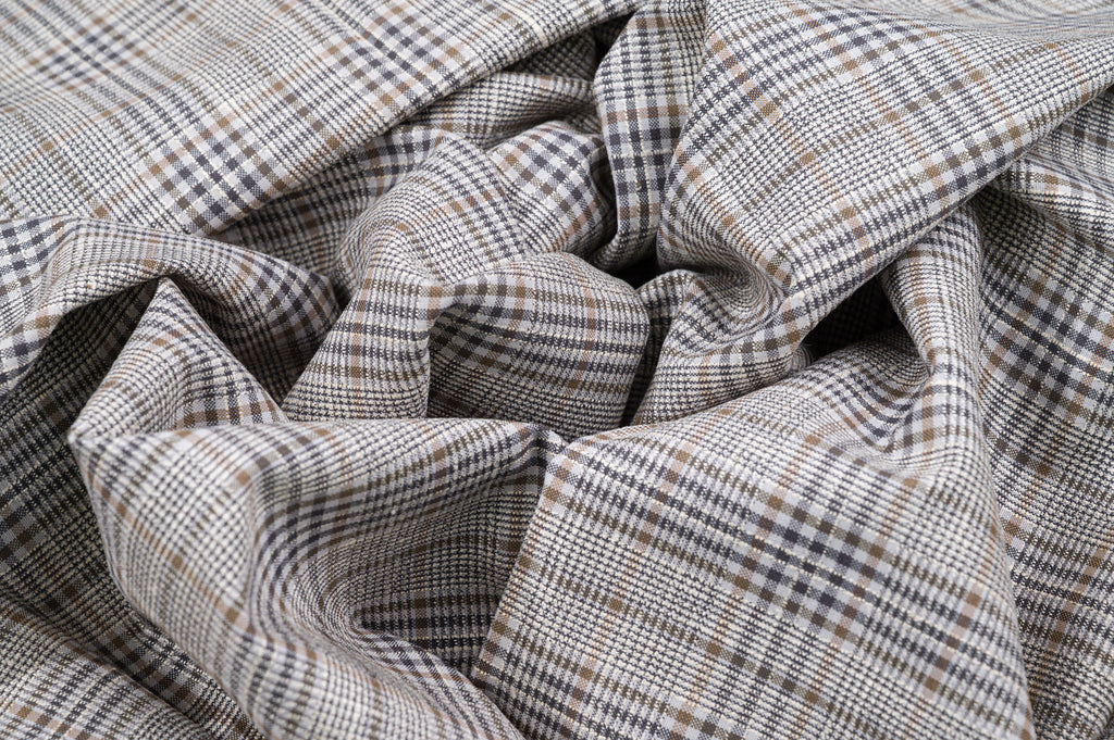 Vintage 100% Wool Jacketing - 1.8m - 250g - Glen Plaid Prince of Wales with Gold