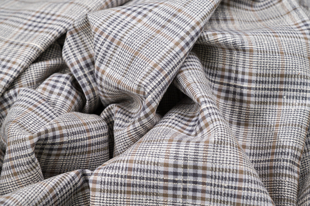 Vintage 100% Wool Jacketing - 1.8m - 250g - Glen Plaid Prince of Wales with Gold