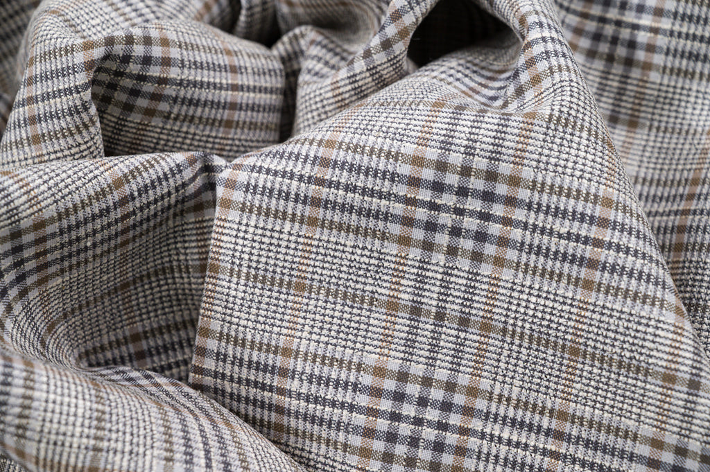 Vintage 100% Wool Jacketing - 1.8m - 250g - Glen Plaid Prince of Wales with Gold