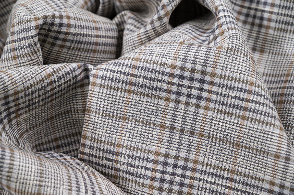 Vintage 100% Wool Jacketing - 1.8m - 250g - Glen Plaid Prince of Wales with Gold