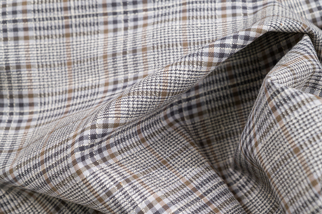 Vintage 100% Wool Jacketing - 1.8m - 250g - Glen Plaid Prince of Wales with Gold
