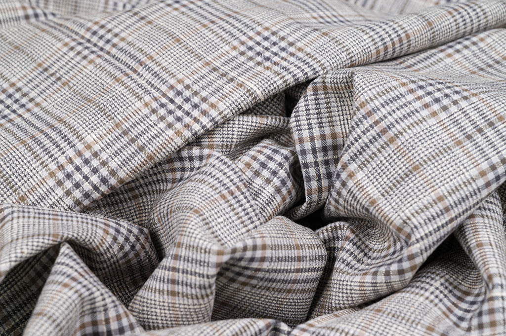 Vintage 100% Wool Jacketing - 1.8m - 250g - Glen Plaid Prince of Wales with Gold