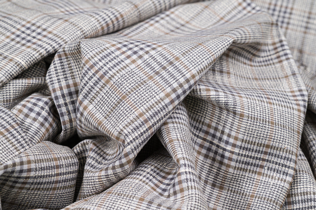 Vintage 100% Wool Jacketing - 1.8m - 250g - Glen Plaid Prince of Wales with Gold