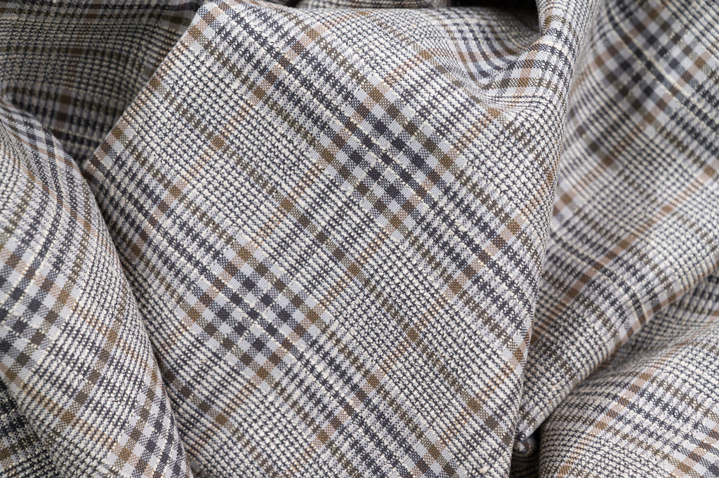 Vintage 100% Wool Jacketing - 1.8m - 250g - Glen Plaid Prince of Wales with Gold