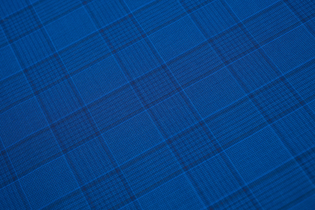 Vintage Summer Jacket Fabric Blue on Blue Check 100% Wool 2.6m 220gr