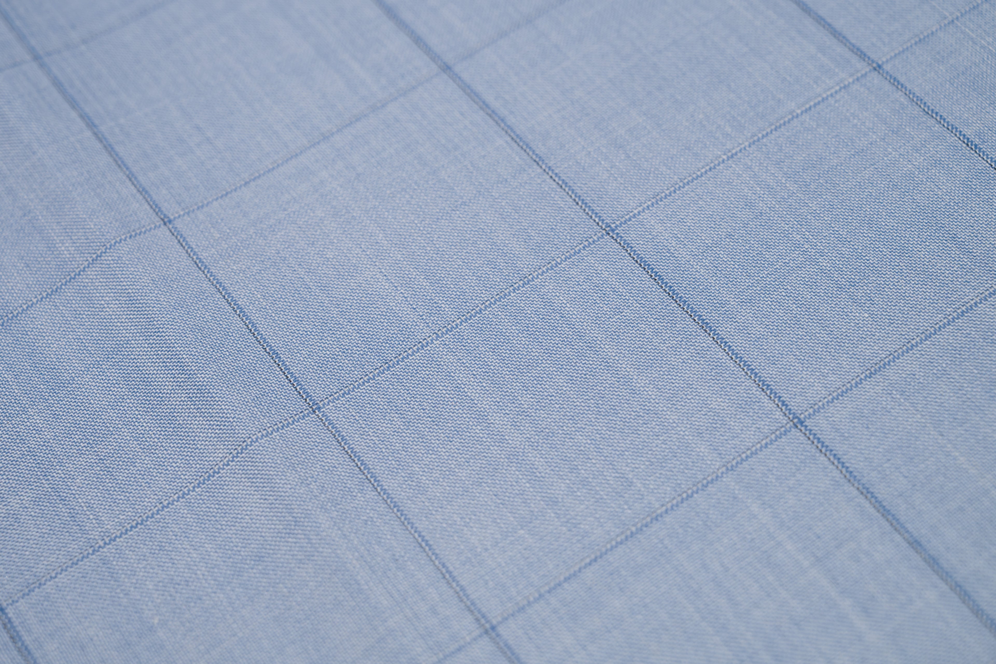 Vintage Wool Silk Summer Jacket Fabric Sky Blue Blue Check 2.4m 220gr