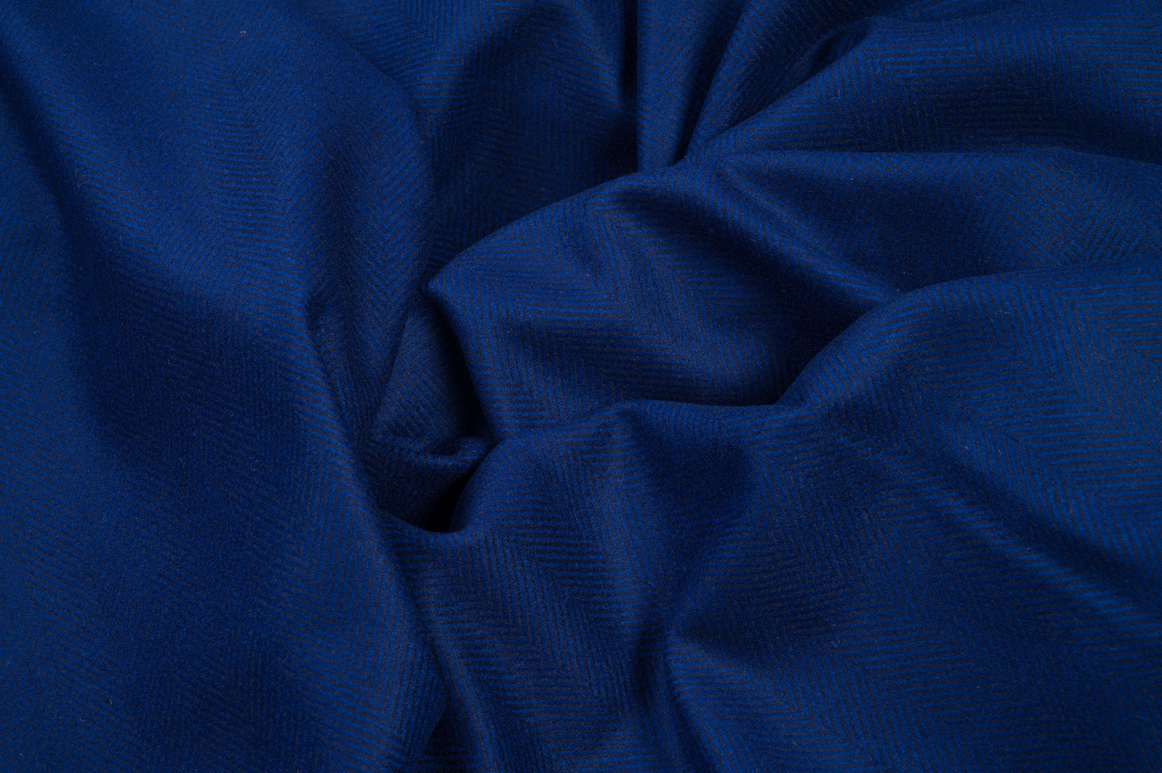 Vintage Blue Herringbone Fabric – 1.25 m – 90% WO / 10% WS – 500 gr
