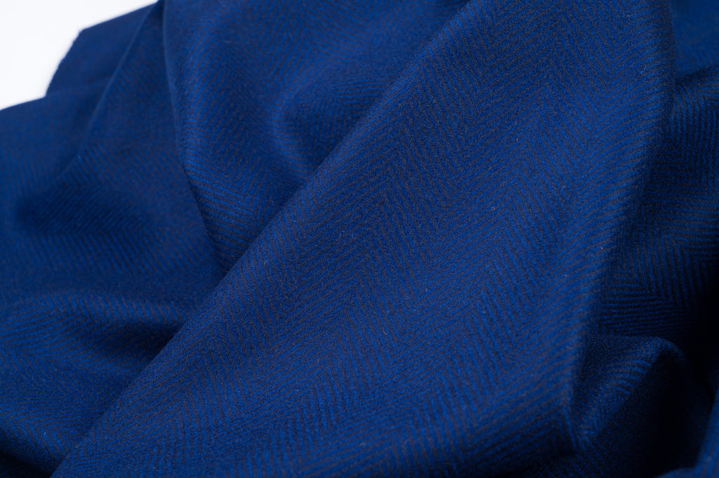 Vintage Blue Herringbone Fabric – 1.25 m – 90% WO / 10% WS – 500 gr