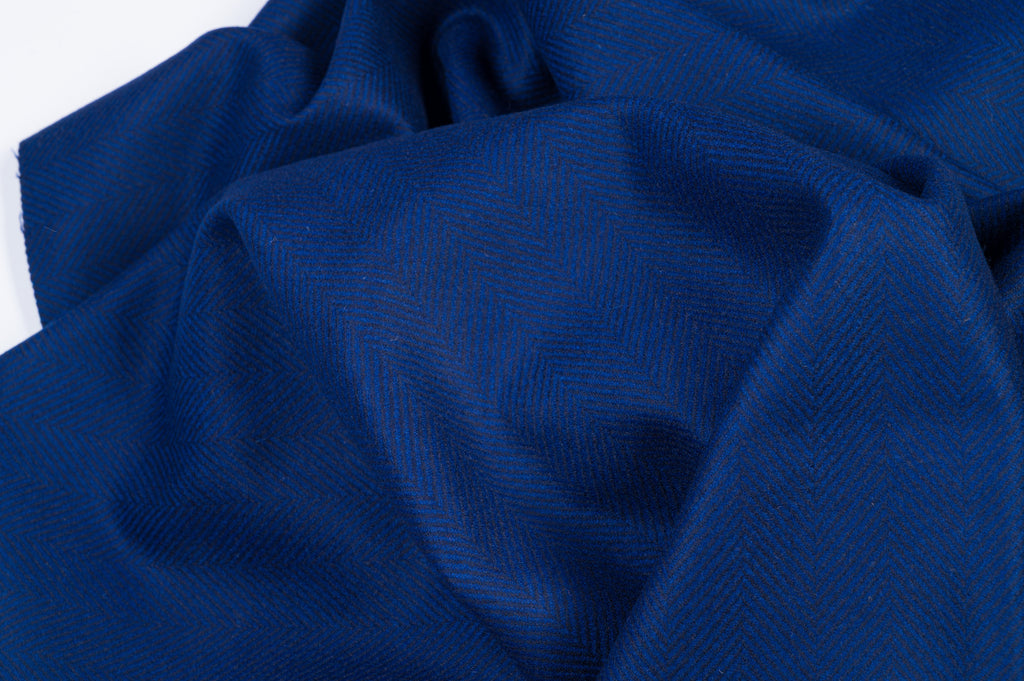 Vintage Blue Herringbone Fabric – 1.25 m – 90% WO / 10% WS – 500 gr