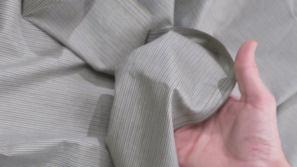 Vintage Silk & Cotton Suiting - 3m - 230g - Luxury Light Blue/Beige Stripe