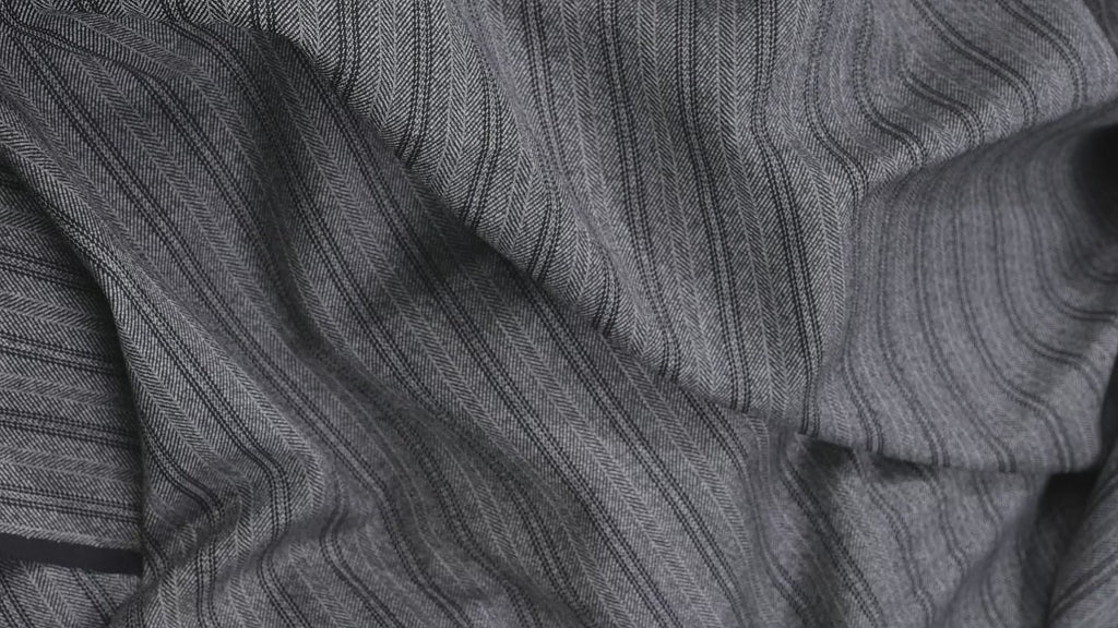 Vintage Grey Herringbone Pinstripe Wool  2.5m  300g  100% Virgin Wool Jacketing