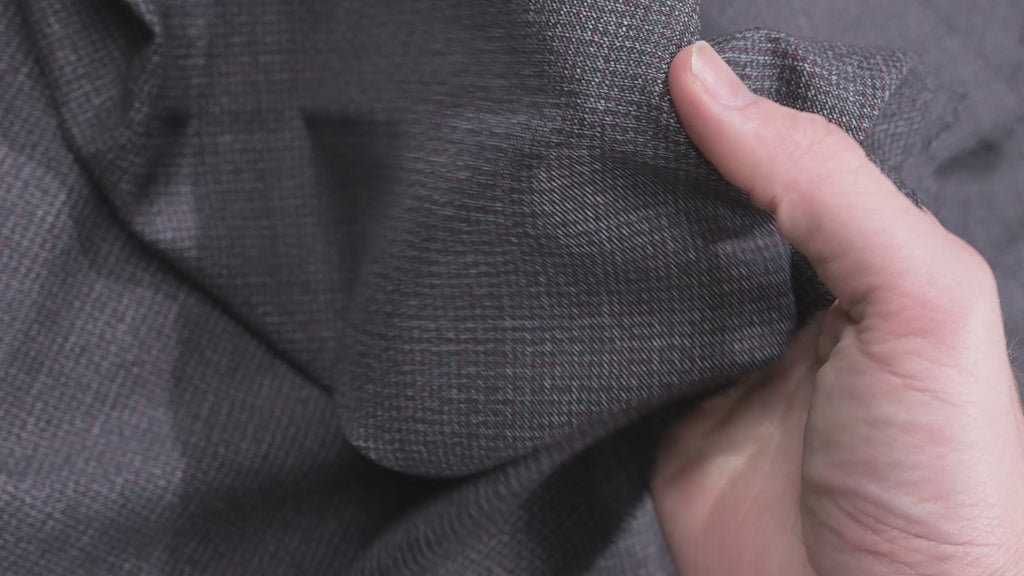 Vintage 100% Wool Fabric - 2.8m - 270g - Mid-Grey Micro-Check Suiting
