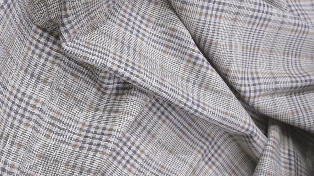 Vintage 100% Wool Jacketing - 1.8m - 250g - Glen Plaid Prince of Wales with Gold