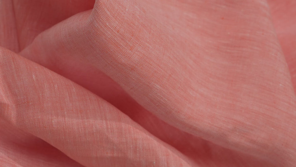Luxury Linen Cotton Shirt Fabric Coral Orange 170g 1.7m For Bespoke Shirt Italy
